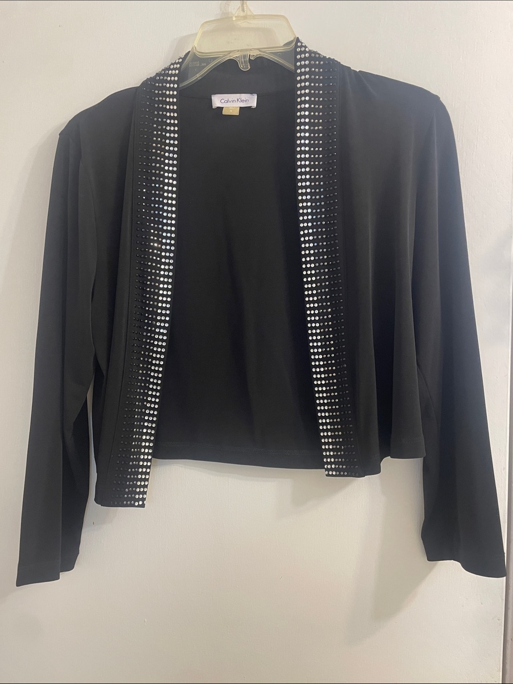 Calvin Klein Black Open-Front Jacket with Silver Stud Trim